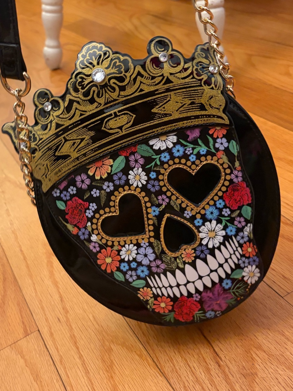 Betsey Johnson Floral Sugar Skull Crossbody Bag Gothic Boho Purse - Picture 3 of 9